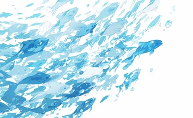 Cute Small Fish Swimming on White Background: Simple Ion Style Illustration in Pastel Tones for a Fresh and Whimsical Look