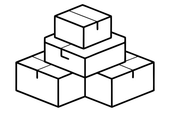 recommend clip art:   cardboard boxes at stake vector  line art  illustration