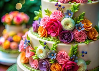 Fototapeta premium Elegant cake design featuring floral decorations and intricate detailing for special celebrations