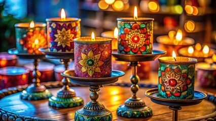 Fototapeta premium Elegant Candle Stand with Decorative Design Perfect for Home Decor, Events, and Relaxation Settings