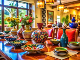 Elegant Ceramic Room Decor Featuring Beautiful Pottery and Artistic Table Settings for Modern Interiors