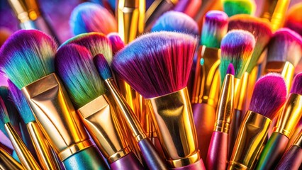 Elegant Collection of Makeup Brushes on a Soft Background for Beauty and Cosmetic Themes