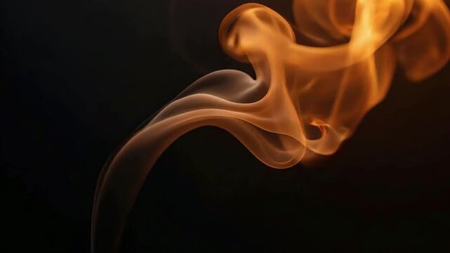 Fire flames isolated on black background. Fire burn flame isolated, flaming burning, smoke on black background, Smoke Slowly Floating on Black Background