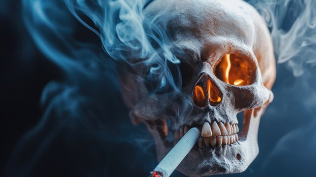 a skull forming from a burning cigarette
