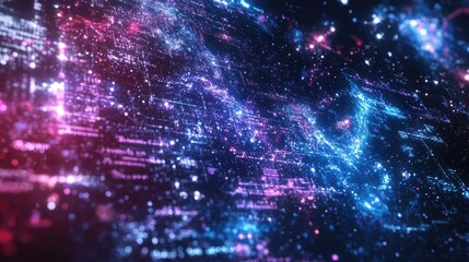 Obraz premium Physics or Mathematical Equations on a Universe-Themed LED Background -- AI Generated