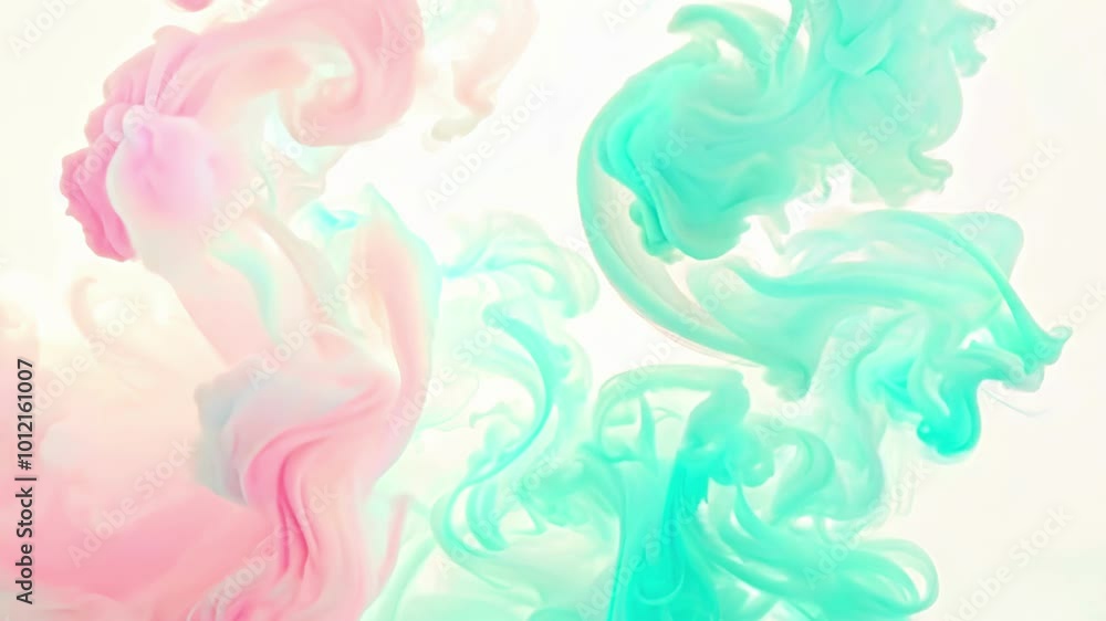 Poster mesmerizing abstract scene where wisps of soft-colored smoke blend and form intricate, layered cloud