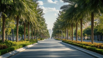 Obraz premium Riyadh's Ornamental Trees in Downtown -- AI Generated