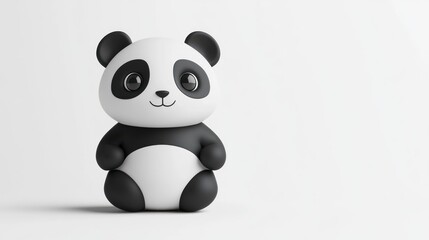 Obraz premium A cute, stylized panda toy with large eyes, designed for playful aesthetics.