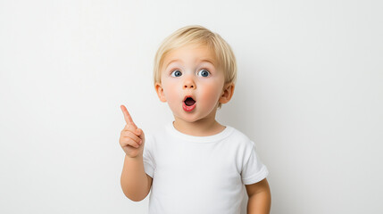  The happy child appears to have an idea and is thinking about something good or amazing. 