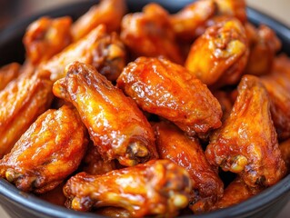 late of deep fried or baked naked not breaded chicken wing flats and drumettes dipped in hot or bbq barbeque buffalo sauce isolated on natural background