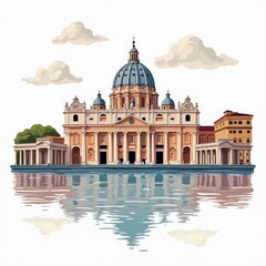 The imposing facade of the basilica di superga overlooking the city of turin, italy