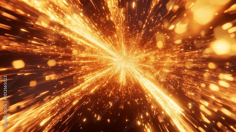 Poster a futuristic design illustrating rapid data movement with glowing rays and dynamic explosions, captu
