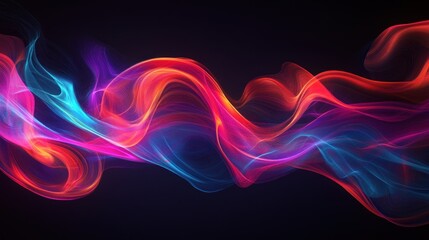 luminance abstact pattern with streaking lights and modern spectrum . Futuristic wave patterns in neon colors on a dark background