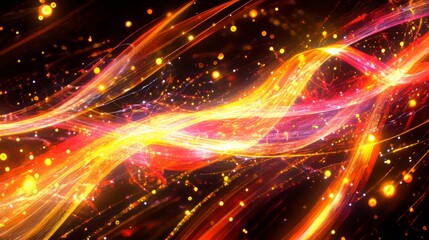 Naklejka premium A bold composition of glowing data flow and explosion, lights, energetic backround, colorful