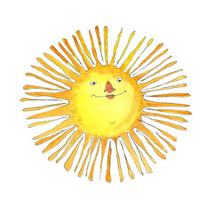 Adorable sun as an hand-drawn illustration for children and adults on a transparent background 