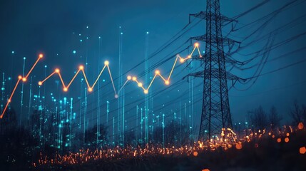 Electricity prices rise highlighting global energy crisis, power consumption, economic impact, and renewable alternatives in a modern digital style. AI generated illustration.