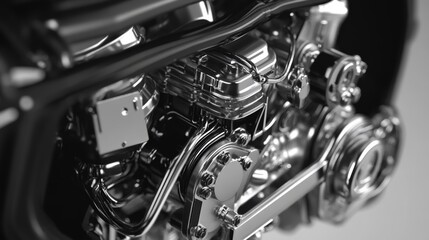 Obraz premium Close up view of innovative automobile engine design showcasing advanced technology features