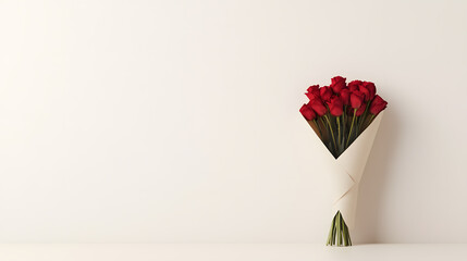 Valentine’s Day Bouquet Wrapped in Creamy White Paper | Elegant Floral Arrangement for Romantic Celebrations