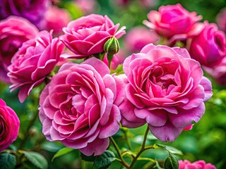 Fototapeta premium Elegant Pink Tea Roses in Bloom: A Beautiful Floral Arrangement for Garden and Decoration Lovers
