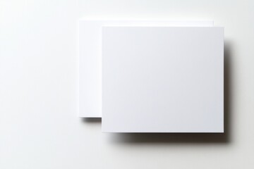 Photo of a Blank Business Card on a White Background from Top View, Ideal for Web Banner Design.