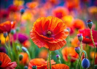 Obraz premium Elegant Poppy Outline Design for Floral Backgrounds, Textures, and Creative Projects in Nature Themes