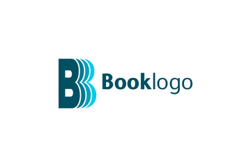 Book Logo. Open Book Combined With B Initial Letter Isolated On White Background. Flat Vector Logo Design Template Element Usable For Education Logos.