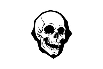 Human Skull peeping Through Hole drawn in tattoo style. Vector illustration.