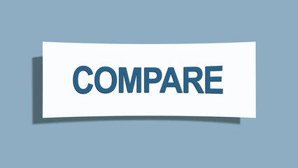 Compare. A card isolated on blue background.