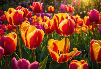 lively blooming flower petals bathed radiant natural light highlighting their vibrant colors delicate features flourishing garden setting, blooms, flowers