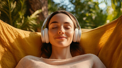 Woman in Her Forties Relaxing on a Hammock in Her Backyard | Peaceful Outdoor Retreat for Rest and Relaxation