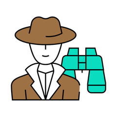 detective worker line icon vector. detective worker sign. isolated symbol illustration