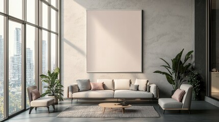 Bright Blank Canvas in Modern Living Room
