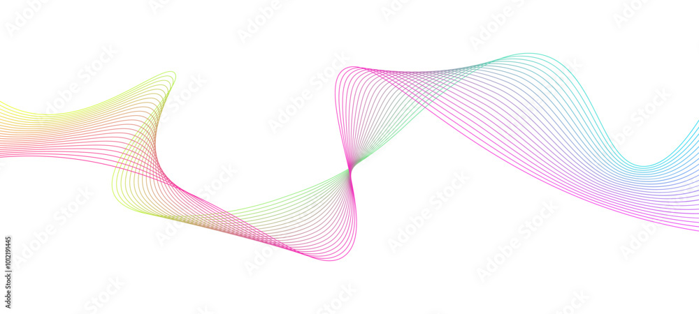 Poster dynamic flowing wave lines design element. futuristi ccolorful sound wave pattern