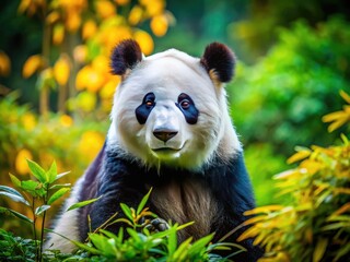 Obraz premium Endangered Panda Bear in Natural Habitat: Conservation Efforts for a Precious Species at Risk