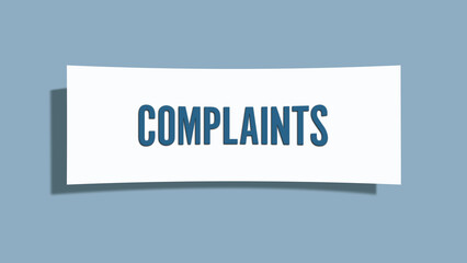 Complaints. A card isolated on blue background.