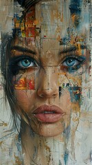 Abstract Portrait of a Woman with Blue Eyes