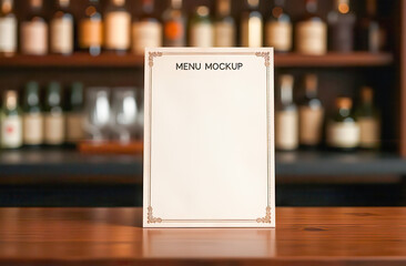 Wine list mockup in a bar