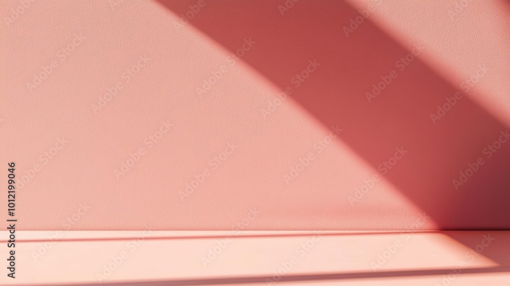 Poster a soft pink surface with gentle shadows creating a serene and modern aesthetic, perfect for backgrou