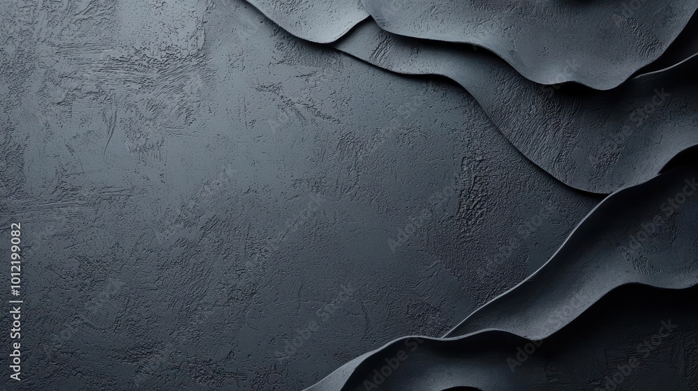 Poster a textured abstract background featuring layers of dark, wavy material, creating an artistic and mod