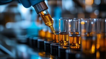 A bottle of liquid is being poured into a glass