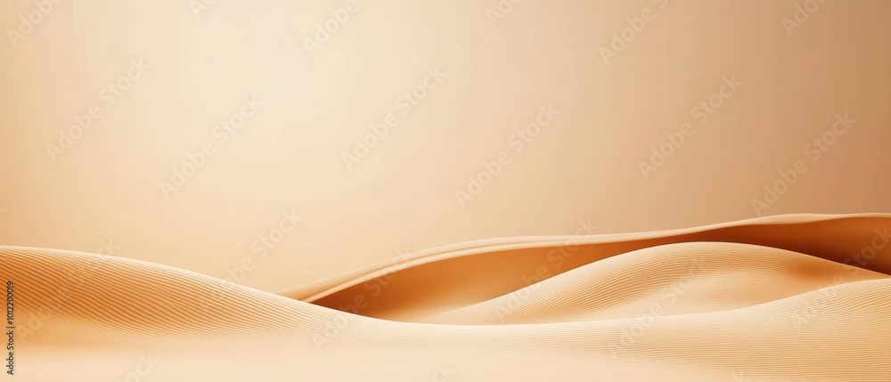 Poster smooth abstract design of flowing curves in warm beige and light tones.