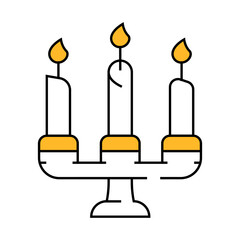 burning candles on candlestick line icon vector. burning candles on candlestick sign. isolated symbol illustration