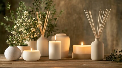 Candles and Flowers in a Spa Setting