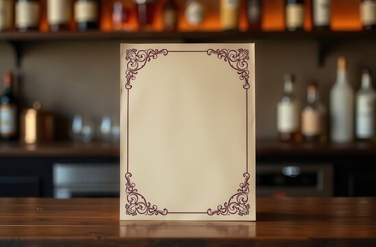 Wine list mockup in a bar