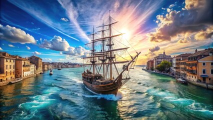 Exploration Route Mapping of Amerigo Vespucci During His Voyages to the New World in the 1500s