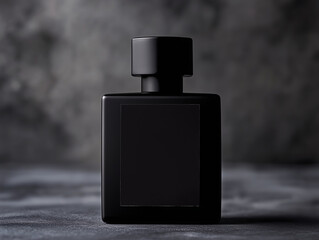 black perfume bottle isolated on dark background