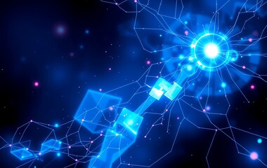 Template for science and technology presentation. Plexus style background.
