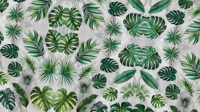 tropical leaf retro grunge collage background