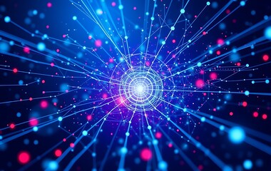 Digital cyberspace with particles and Digital data network connections concept.
