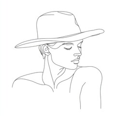 Minimalistic Continuous Line Drawing of a Man’s Hat on White Background - Simple and Elegant Single Unbroken Line Art Illustration